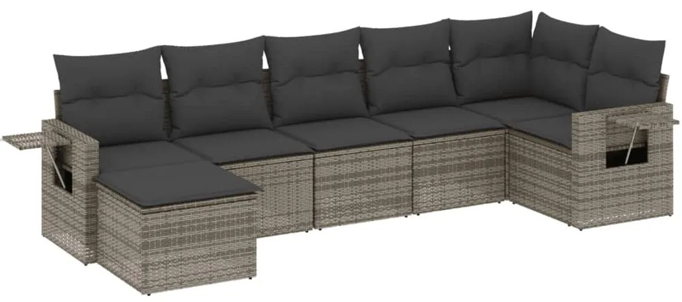 Set divani da giardino 7 pz con cuscini grigio in polyrattan