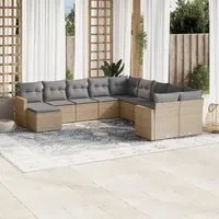 Set Divani da Giardino 11 pz con Cuscini Beige in Polyrattan 3258972