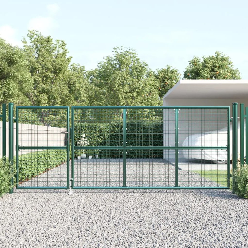 Cancello Da Giardino İn Rete Verde 350x175 Cm Acciaio Zincato /