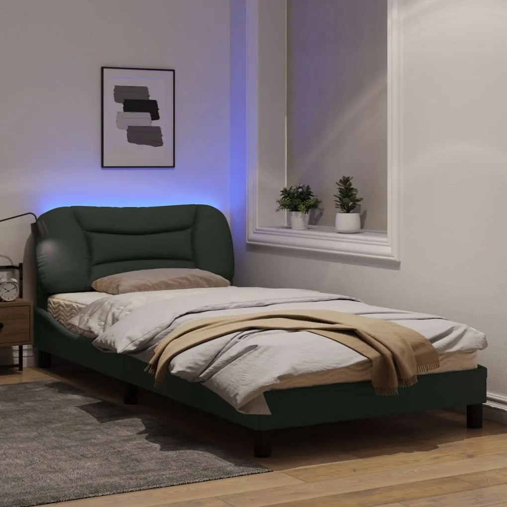 Giroletto con luci led grigio scuro 100x200 cm in tessuto