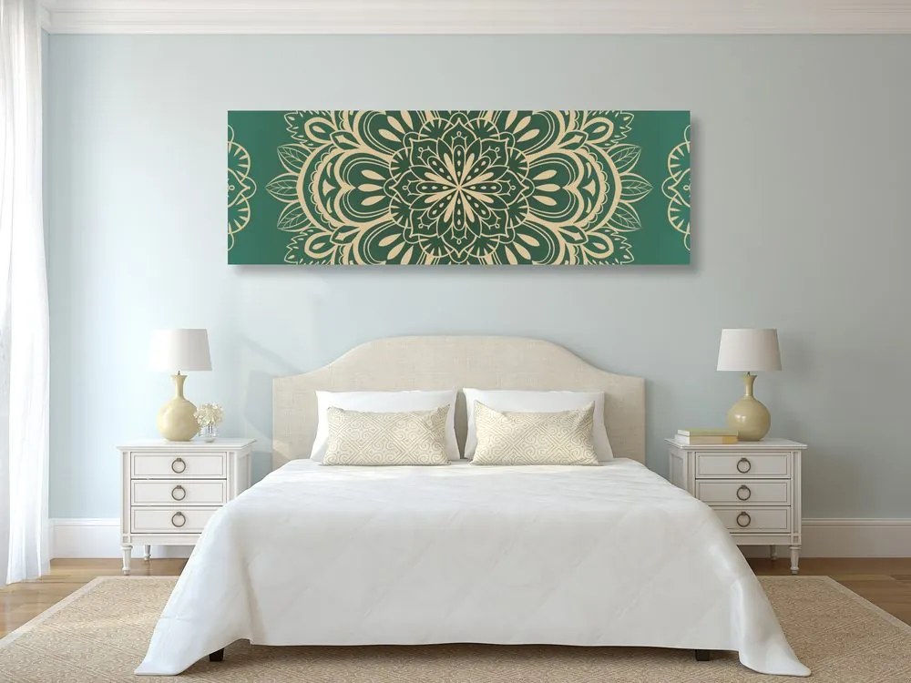 Quadro su tela – Mandala su sfondo turchese