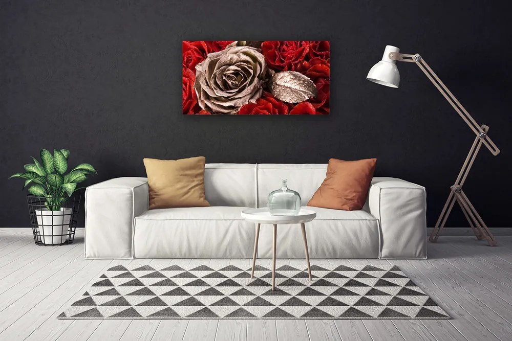 Quadro su tela Fiori di rose 100x50 cm