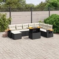 Set Divani da Giardino con Cuscini 8 pz Nero in Polyrattan 3273632