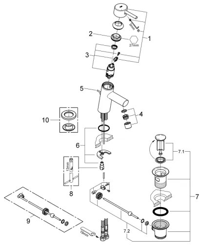 GROHE 32204001 - Miscelatore per lavabo CONCETTO DN 15 cromo lucido