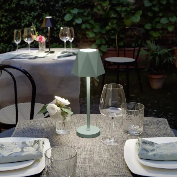 Lampada tavolo LED 12x38 cm ricaricabile USB touch senza fili FIJI Salvia