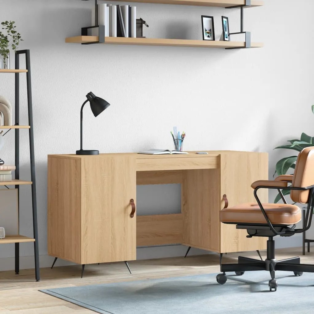 Scrivania Rovere Sonoma 140x50x75 Cm İn Legno Multistrato /