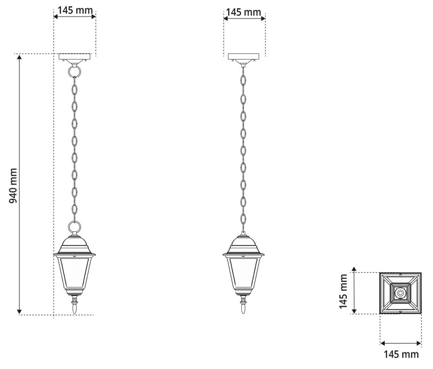 Lanterna Vintage a Sospensione E27 IP54 Corten - Serie Alfieri