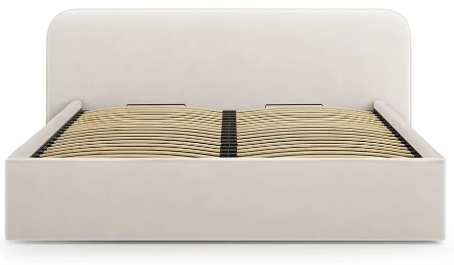 Letto matrimoniale imbottito avorio con contenitore e rete inclusi 200x200 cm Elizabeth – Micadoni