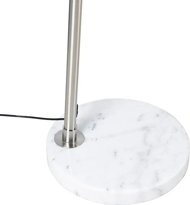 Lampada da terra ad arco in acciaio con base in marmo bianco e paralume in acciaio - Arc XXL