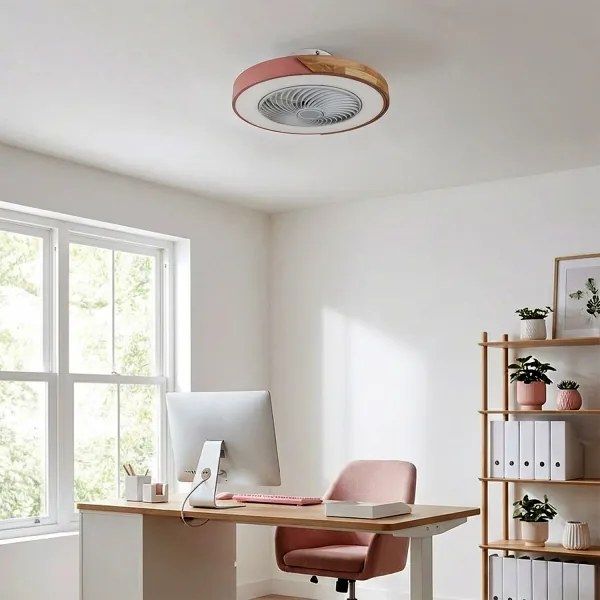 Brilagi - Lampada LED dimmerabile con ventilatore LED/38W/230V 50 cm rosa/rovere +telecomando