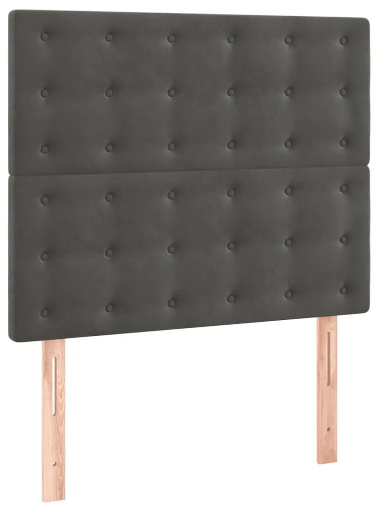 Giroletto a molle con materasso grigio scuro 90x200 cm velluto