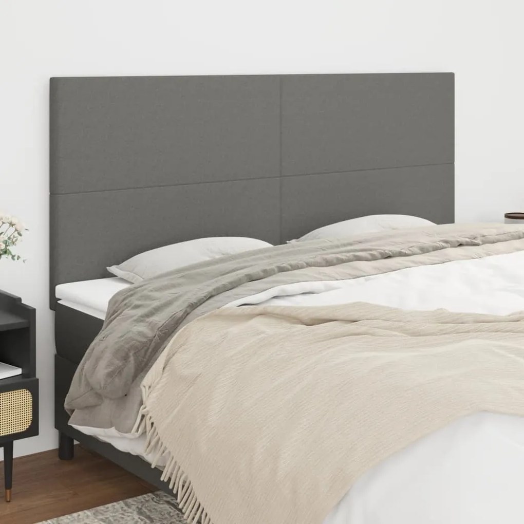 Testiera 4 Pz Grigio Scuro 80x5x78/88 Cm İn Tessuto /