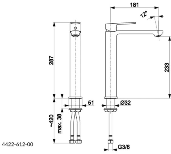 KFA Armatura 4422-612-00 - Rubinetto del lavandino + scarico AGAT 28,7 cm cromo lucido