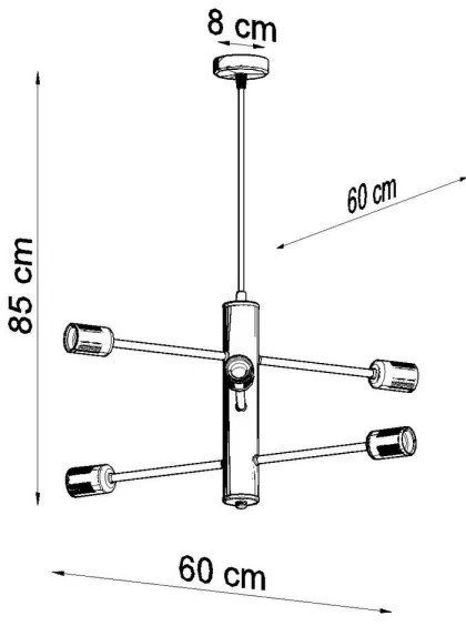 Lampadario a sospensione con filo DUOMO 6 6xE27/60W/230V nero