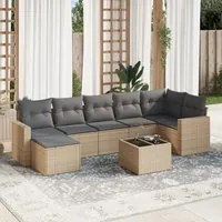 Set Divano da Giardino 8 pz con Cuscini Beige in Polyrattan 3251626