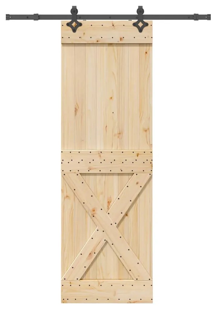 Porta Scorrevole Con Set Hardware 70x210 Cm Legno Massello Pino /