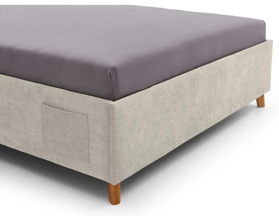 Letto da bambini beige imbottito con contenitore con rete inclusa 90x200 cm Fun – Meise Möbel