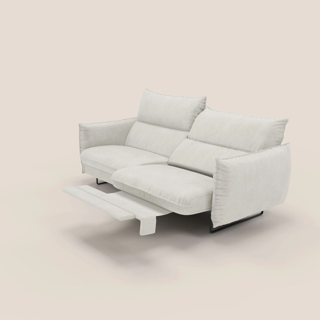 Monamour Divano dal design moderno con opzione relax elettrico in microfibra smacchiabile impermeabile T11 panna