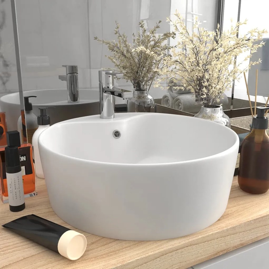 Lavandino Con Troppopieno Bianco Opaco 36x13 Cm İn Ceramica /