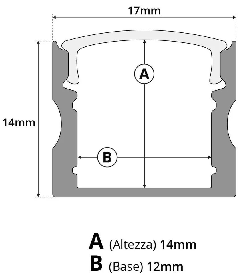 Profilo Alto 1m e 2m per striscia LED Alluminio Quadrato Variante Lunghezza Profilo 2 metro