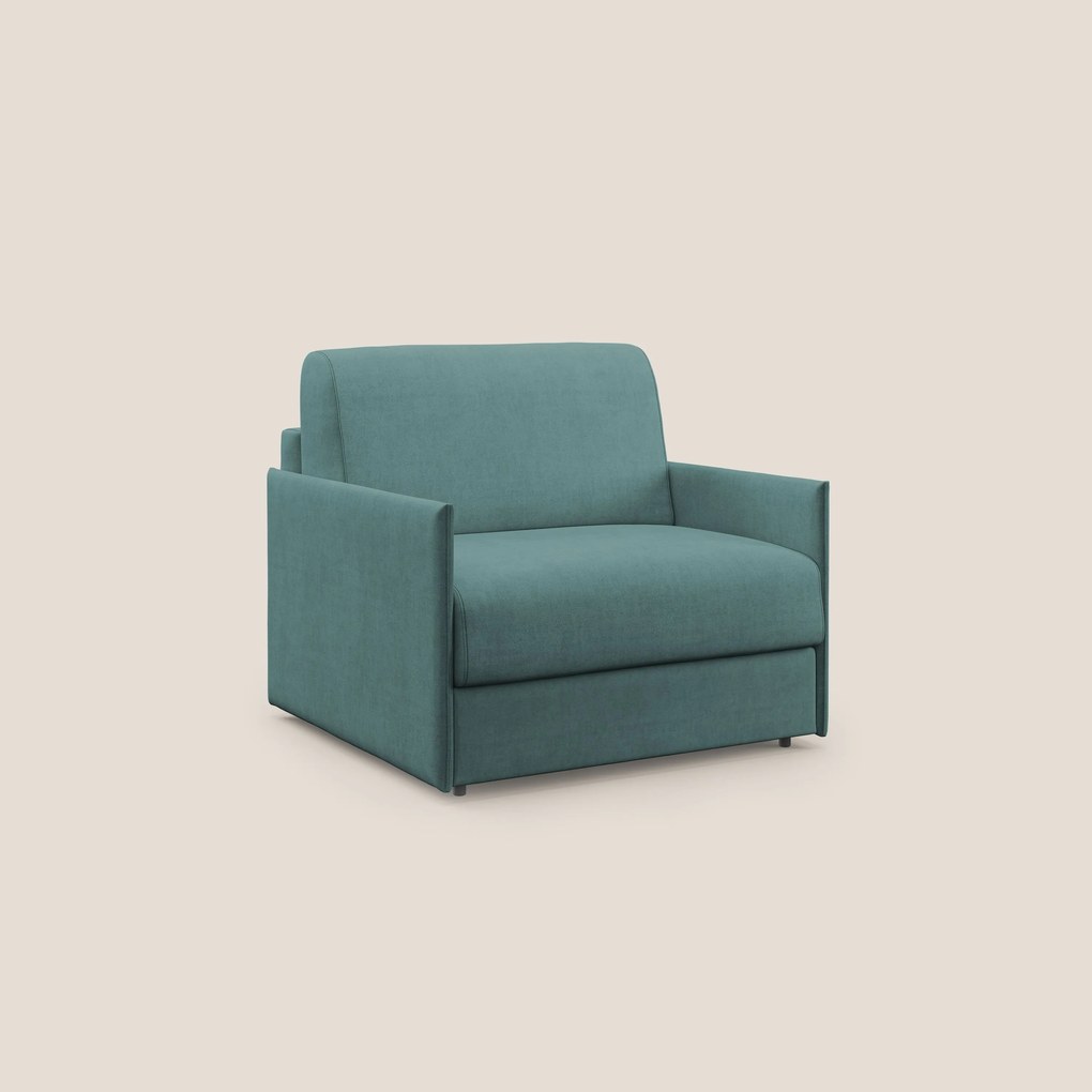 Evans poltrona letto in morbido tessuto impermeabile T02 petrolio