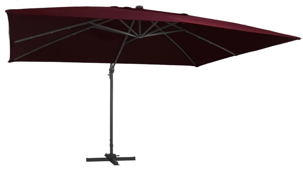 Ombrellone A Sbalzo Con Led Rosso Bordò 400x300 Cm /