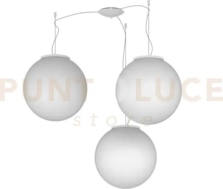 Mars sospensione spostabile vetro bianco d.35 cm 3 luci attacco e27
