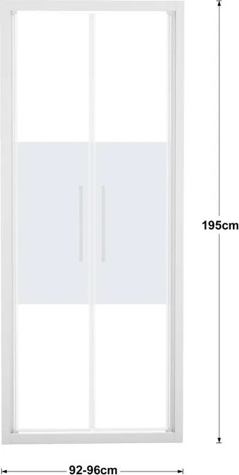 Porta doccia saloon L 92-96 cm x H 195 cm per nicchia in vetro smerigliato SP. 6 mm, profilo opaco bianco, serie Record