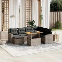 Set Divano da Giardino 8 pz con Cuscini Grigio in Polyrattan 3275608