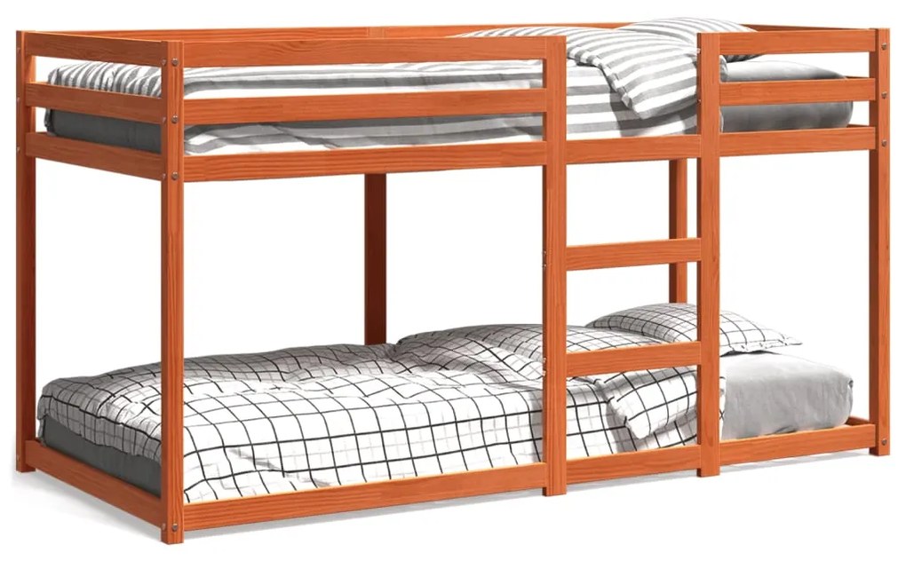 Letto A Castello Marrone Cera 80x200 Cm İn Legno Di Pino /