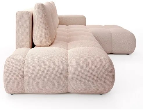 Divano letto angolare imbottito con contenitore a L ALMADA, lato destro, rosa