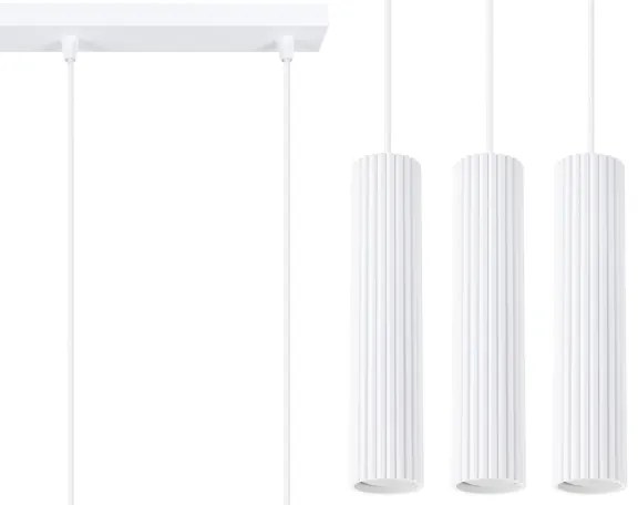 Sollux SL.1537 - Lampadario a sospensione con filo KARBON 3xGU10/10W/230V bianco