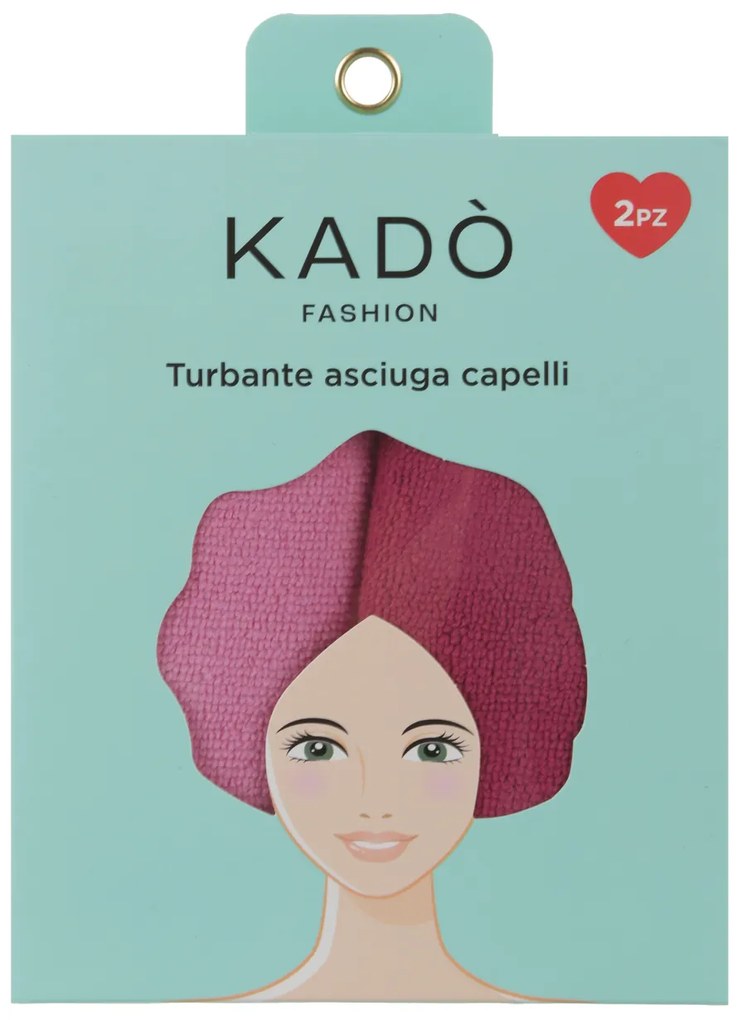 Set 2 asciugamani capelli turbante in microfibra rosa
