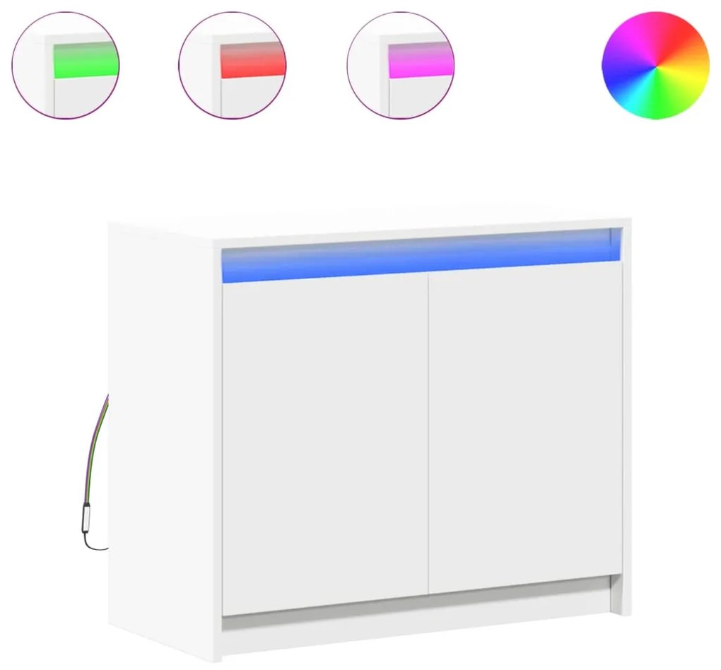 Credenza con led bianca 72x34x61 cm in legno multistrato