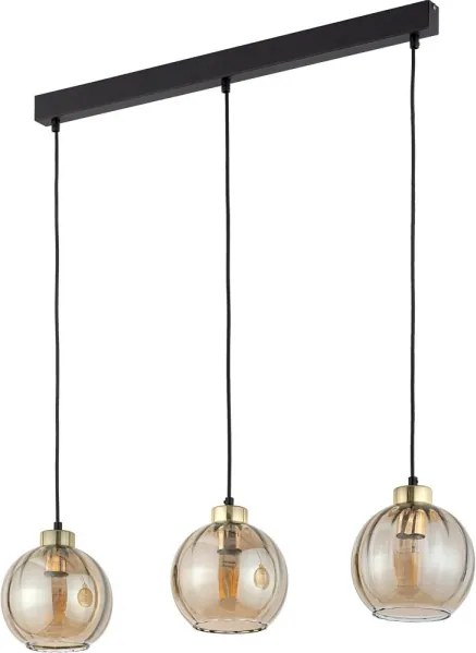 Lampadario LED a sospensione DEVI 3xE27/15W/230V nero/beige fumé