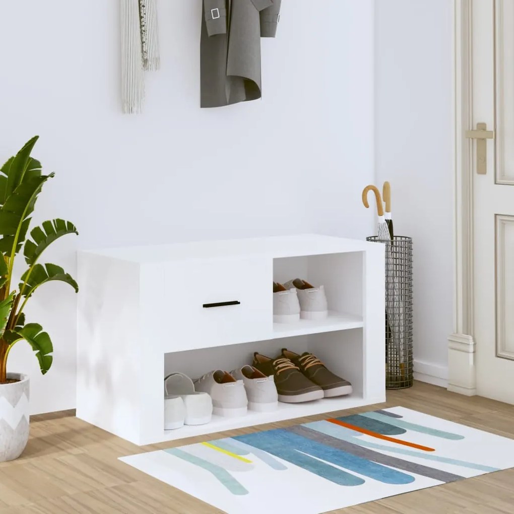 Scarpiera Bianca 80x35x45 Cm İn Legno Multistrato /
