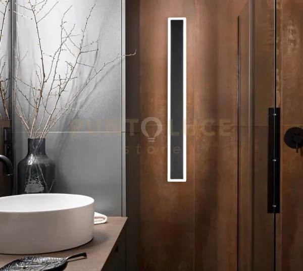 Applique in alluminio colore nero wally led 17w 3000k 1700lm 62,5cm...