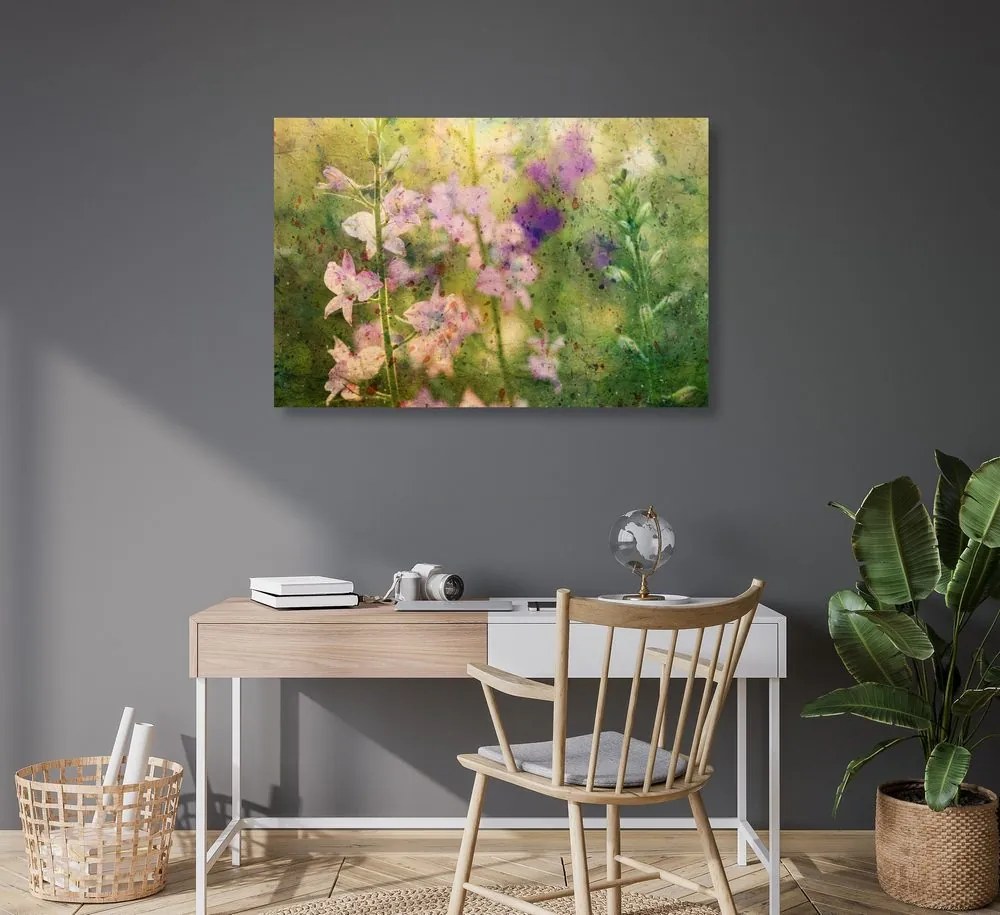 Quadro su tela – Disegno acquerellato di piante di montagna
