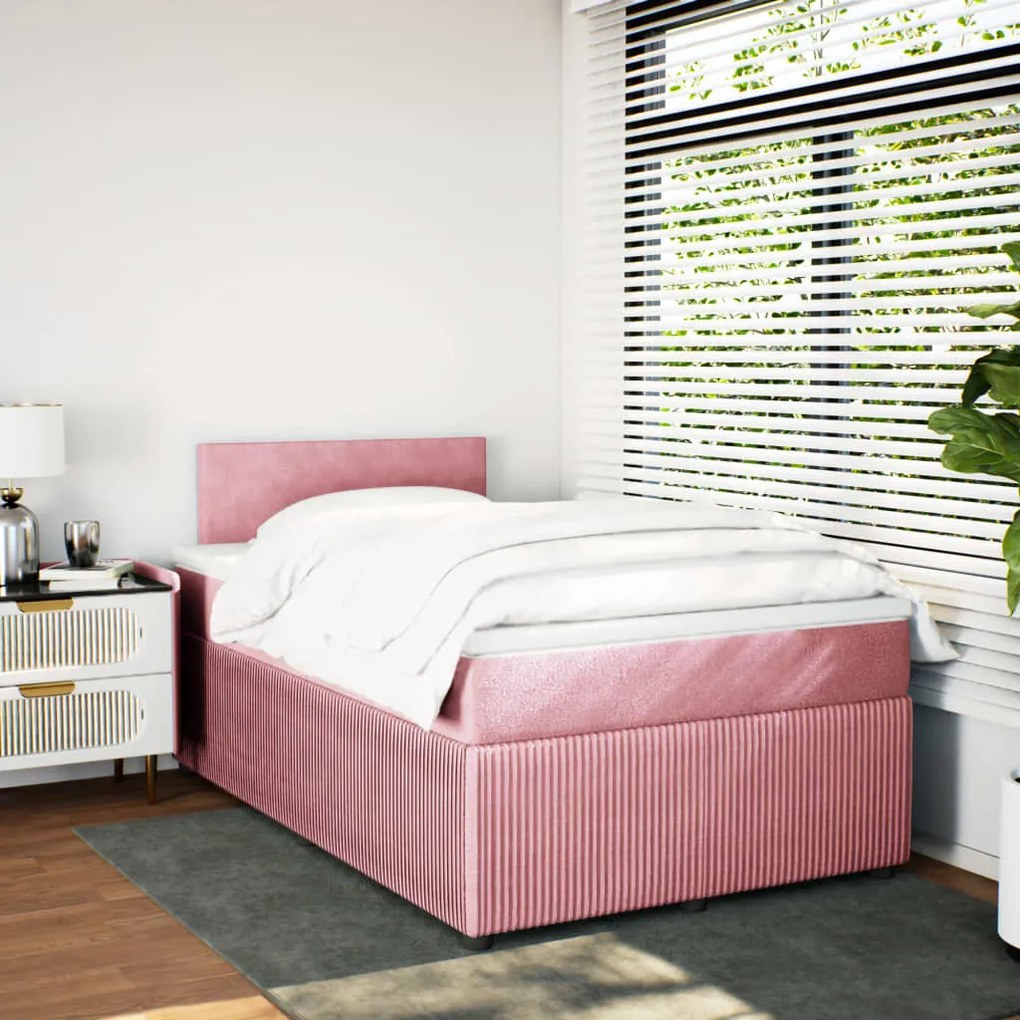 Giroletto a molle con materasso rosa 120x190 cm in velluto