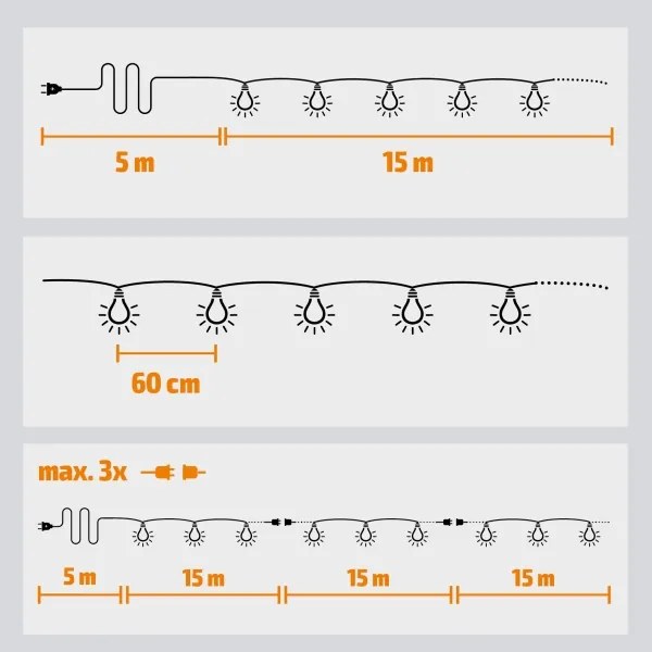 Brilagi - catena decorativa LED da esterno GIRLANDA 25xE12 20m IP44 bianco freddo