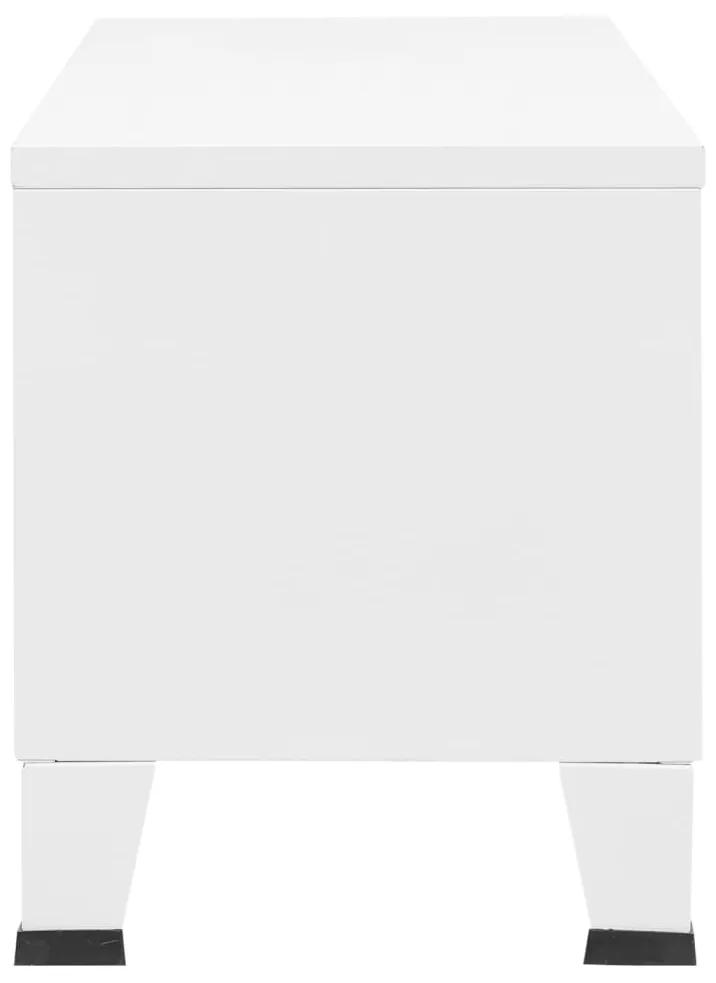 Mobile tv industriale bianco 105x35x42 cm in metallo