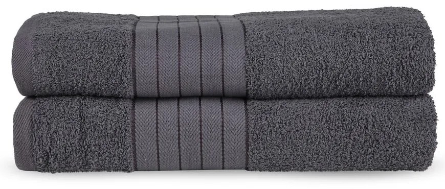 Set di 2 asciugamani in spugna di cotone antracite 70x140 cm - Good Morning
