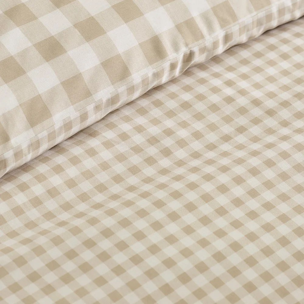 Set copripiumino e federa beige per letto matrimoniale 3 pezzi 200x200 cm Bamford Gingham Check – Catherine Lansfield