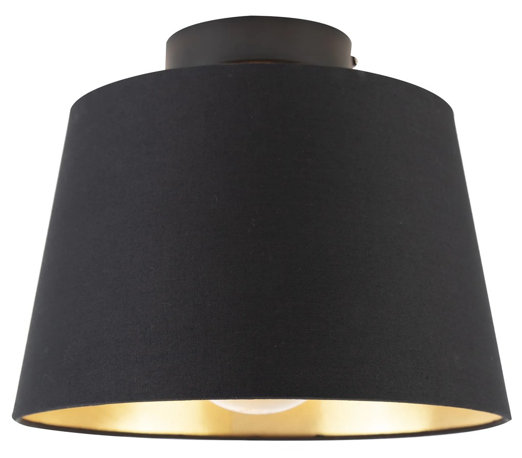 Plafoniera con paralume in cotone nero con oro 25 cm - Combi Black