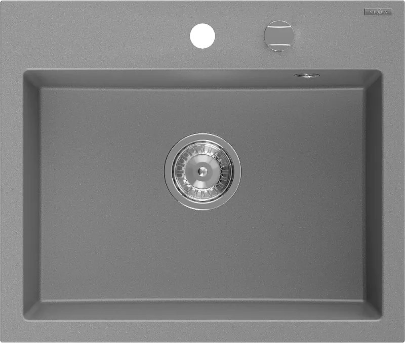 Mexen Oscar lavello in granito 1-vasca 580 x 490 mm, grigio, sifone cromato - 6519581000-71