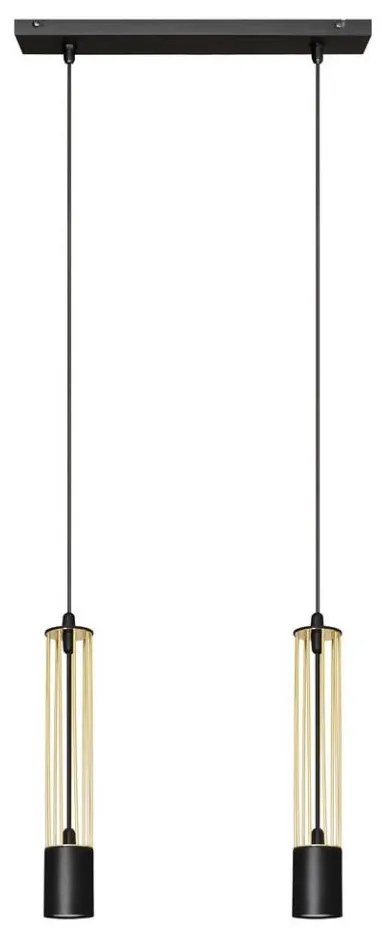LED Lampadario su corda BARS 2xGU10/4,8W/230V nero/dorato