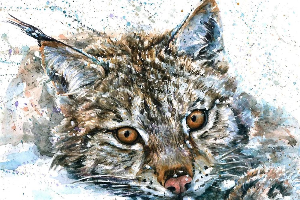 Stampa su tela – Lince in versione acquerello