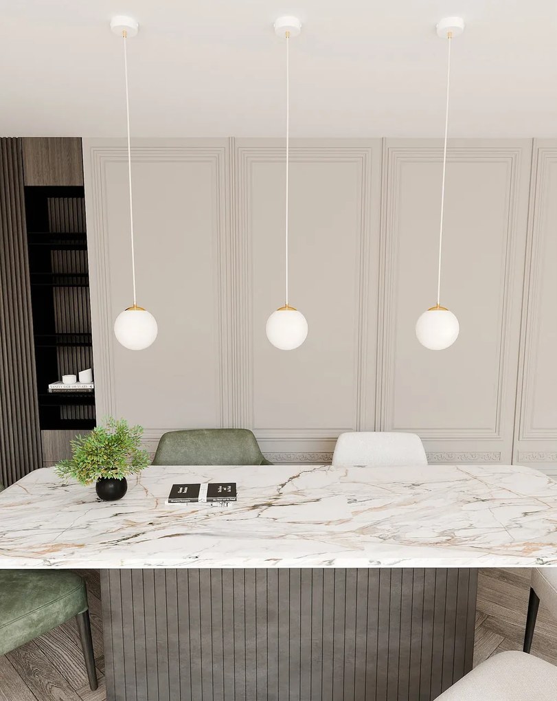Lampadario a Sospensione in Acciaio ROYAL 1 Nero/Bianco e Oro E14
