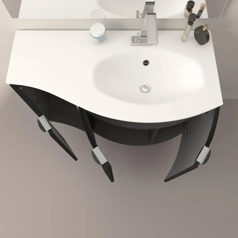 Mobile sottolavabo e lavabo Onda grigio grafite L 104 x H 70 x P 51 cm