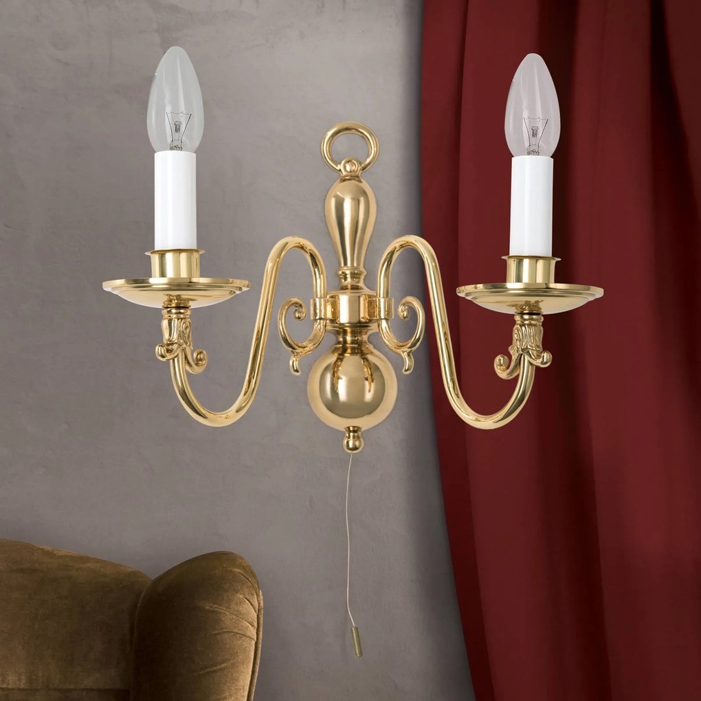 ORION Applique da parete IMKE, dimmerabile, Ottone / Oro, Soggiorno / Sala da pranzo, Ottone, Antico, Applique